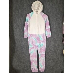 Saint Eve Kid Girls Purple Teal Marble Unicorn Fleece Hooded Casual Suit M 10/12